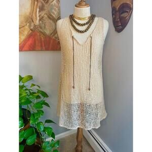 Bohemian Crocheted/ Fishnet style Sheer Shirt Dress/Beach Coverup